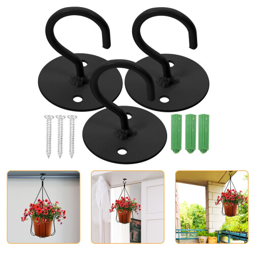 3 Sets Metal Ceiling Hooks For Hanging Flower Pots