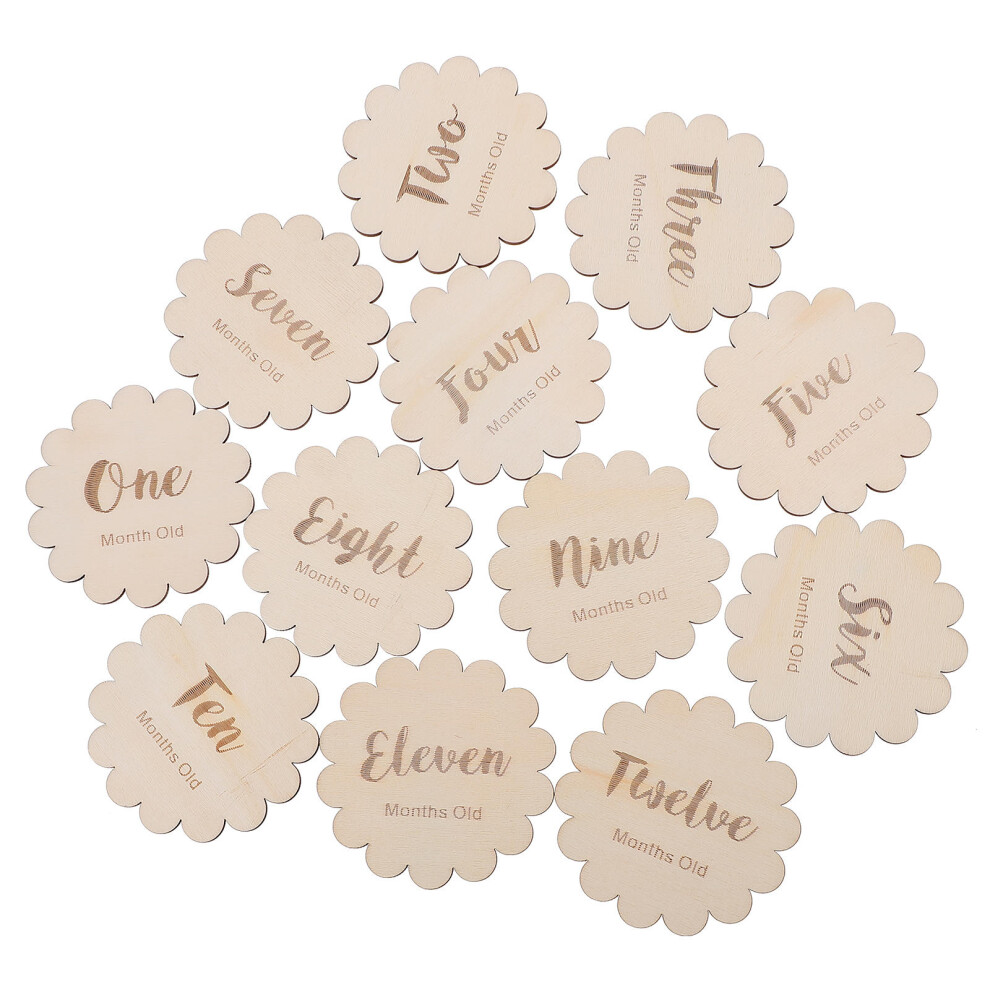24 Pcs Wooden Baby Growth Milestone Cards Solustre