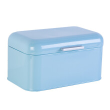 metal bread box iron sheet vintage kitchen storage bin blue
