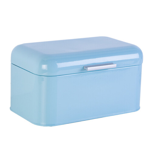 metal bread box iron sheet vintage kitchen storage bin blue
