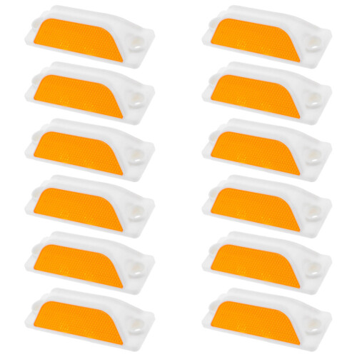 12Pcs Rectangular Reflective Road Markers 4.6X1.7X1.1Inch For Night Driving