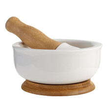 Ceramic Bowl And Pestle Set For Grinding Mashing Fruits Vegetables Garlic