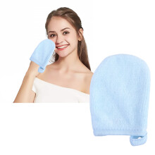 3Pcs Blue Facial Cleaning Gloves For Makeup Removal And Powder Application