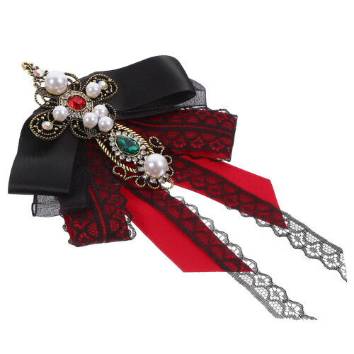2Pcs Lace Large Bow Tie Brooch Baroque Style Pin 1
