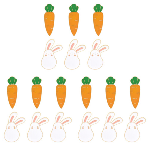 18 Pcs Easter Rabbit Brooches Carrot Lapel Pins Decor 1