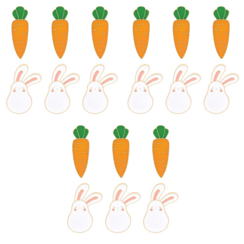 18 Pcs Easter Rabbit Brooches Carrot Lapel Pins Decor 2
