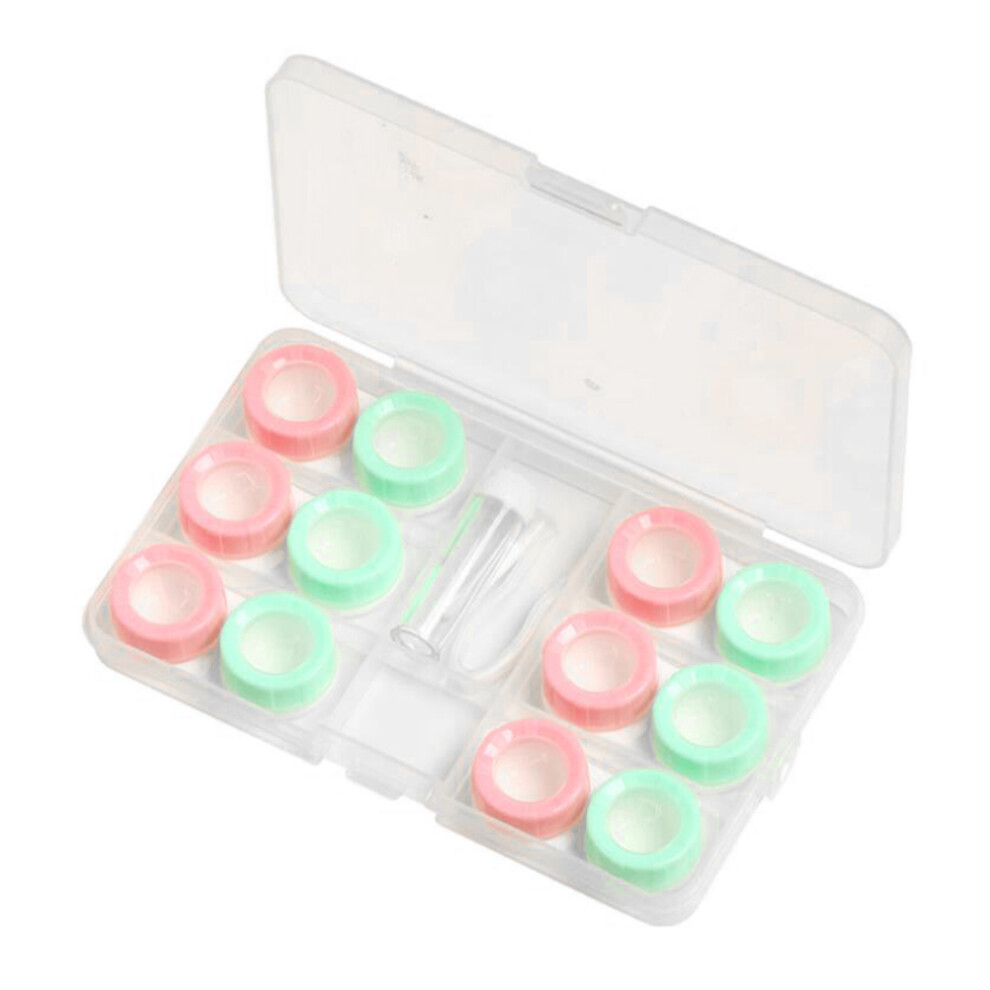 Solustre 12 Pcs Cs Lenses Case Set With Tweezer Bottle Stick