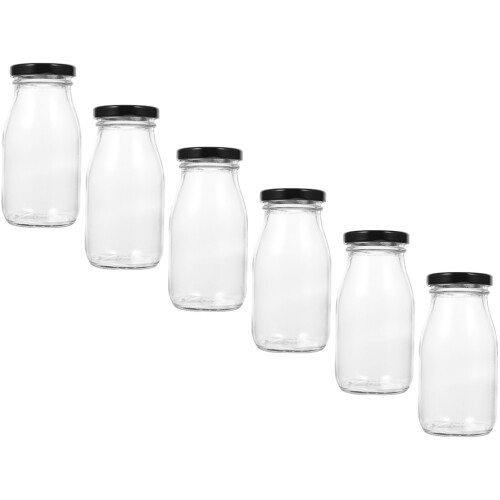12 Pcs Glass Milk Bottle With Lid 250ml Dairy Drinking Container 1