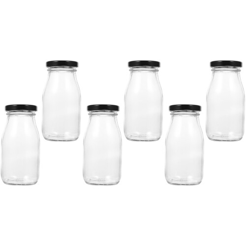 12 Pcs Glass Milk Bottle With Lid 250ml Dairy Drinking Container 2