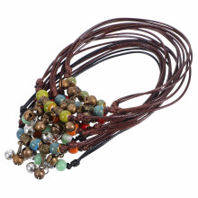 50 Pcs Handmade Adjustable Cord Anklet With Porcelain Beads