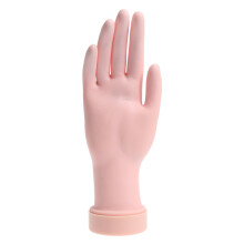 2Pcs Bendable Nail Art Practice Rubber Hand Model With Tips
