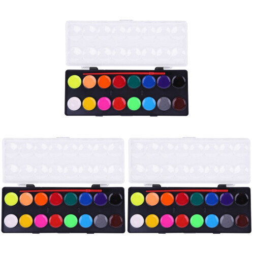 3Pcs 18 Colors Portable Plastic Box Pressed Powder Paint Set 2