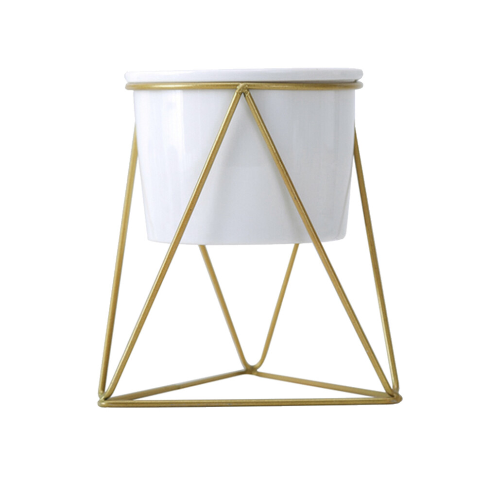 3 Pcs Iron Flower Pot Set With Metal Rack And Rose Gold Vase-image-OPC-PKX8NBB-NEW