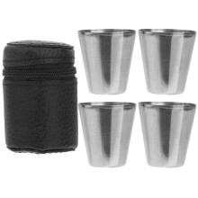 4Stk 30Ml Trinkbecher Für Wein Bier Whiskey Mit Ledertasche