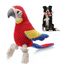 Indestructible Plush Parrot Dog Toy Squeaky Stuffing Toy