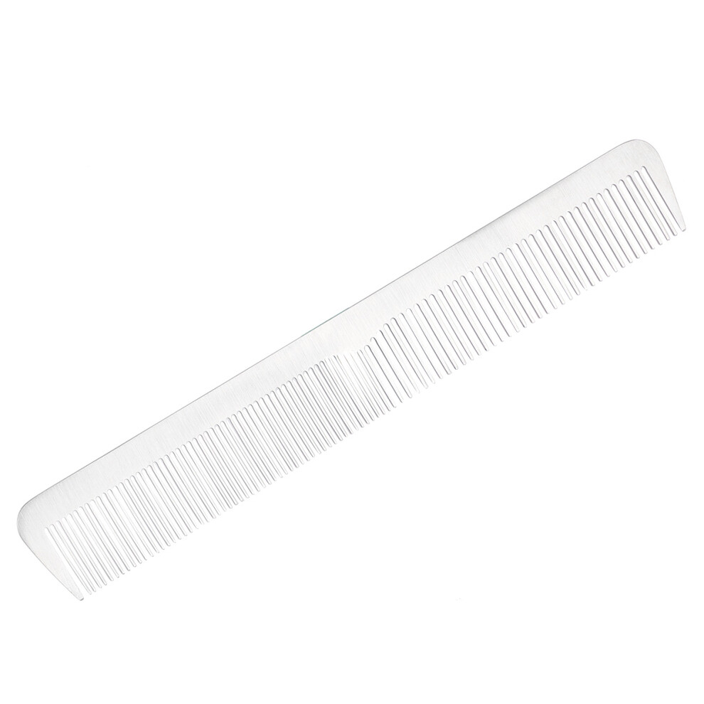 Inoomp 1Pc Professional Hair Comb Fine Toothed Titanium Steel 19X3cm Silver