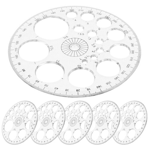 6Pcs 360 Degree Reusable Clear Geometry Protractor Tool 2