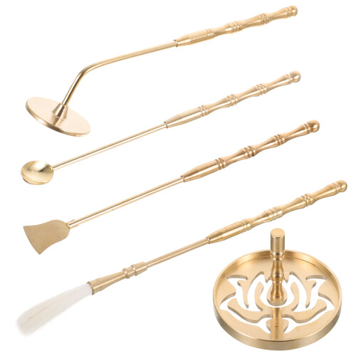 1 Set Brass Incense Making Tools Mold Spoon Brush Ash Press 1