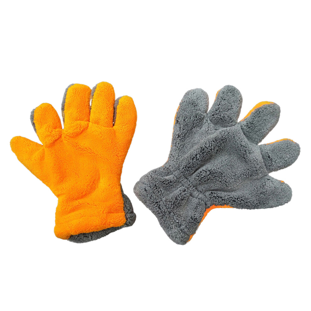 Quick Dusting Mitt Fleece Car Wash Gloves Lint-Free Durable Coral 3353918939960