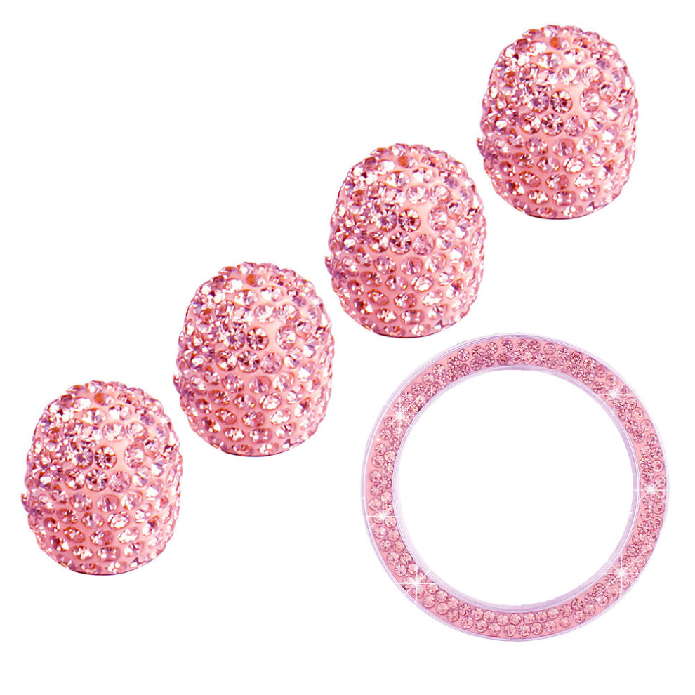 10 Pcs Auto Stem Caps Ignition Button Ring Rhinestone Car Key Pink-image-OPC-PKX8TWM-NEW
