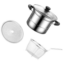 One Set Of Stainless Steel Kitchen Pots With Lid And Saucepan