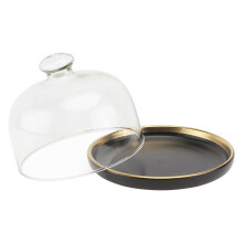 One Set Ceramic Cake Tray With Glass Cover For Food Preservation