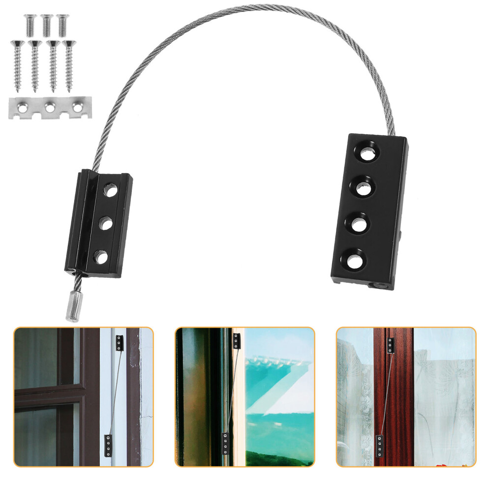 Artibetter 3Pcs Child Window Locks Stainless Steel Cable Black Home Safety Guards