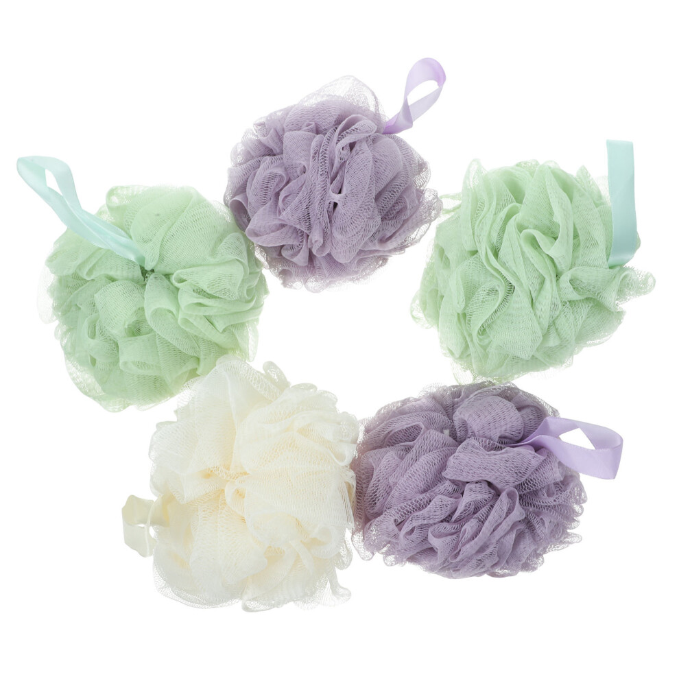 Vaguelly 5Pcs Practical Bath Puff Soft Comfortable Bath Balls With Hanging Rope
