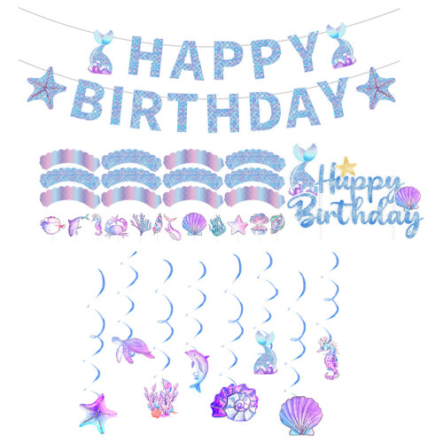 2 Sets Ocean Theme Birthday Party Supplies Decorations 2