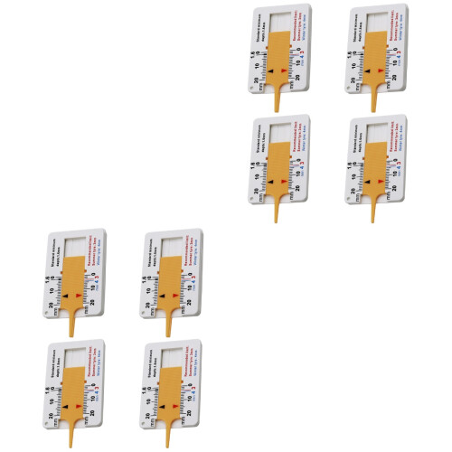 8 Pcs Portable Tread Depth Gauge 0-20mm Yellow 2