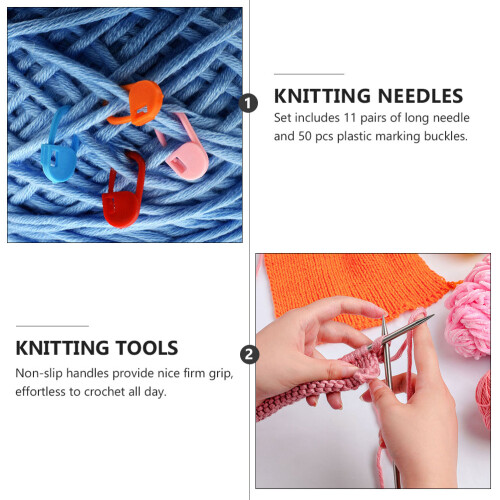 61 Pcs Knitting Tools Set With Single Pointed Needles And Marker 2