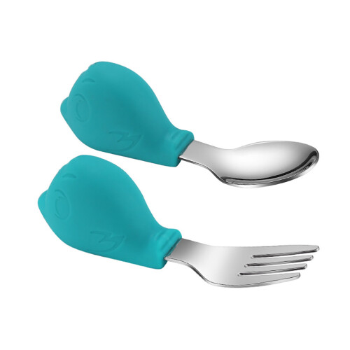 1 Set 2Pcs Spoons And Forks Baby Dining Training Tableware For Kid 2