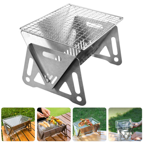Portable Barbecue Grill Wear-Resistant Rack Folding Camping Accessory 2
