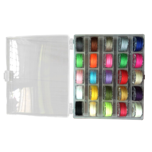25Pcs Assorted Color Sewing Thread Bobbins With Plastic Box Organizer 2