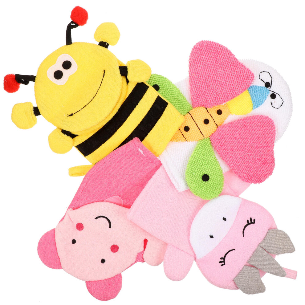 Ohphcall 12 Pcs Baby Bath Mitts Cartoon Animal Washcloths Gloves