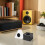 2 microfones portáteis ABS triangular e quadrado preto 4