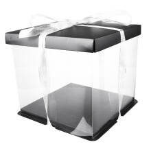 5Stk Schwarze Papierabdeckung Transparente Geburtstagskuchenbox