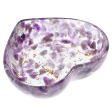 3Pcs Natural Crystal Heart Resin Candle Holder Bowl For Home Decor
