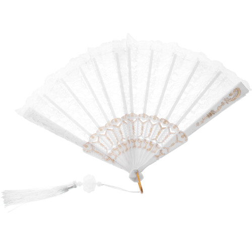 2Pcs Lace Hand Fan With Tassel Elegant Folding Fan For Diy Wall Decor 1