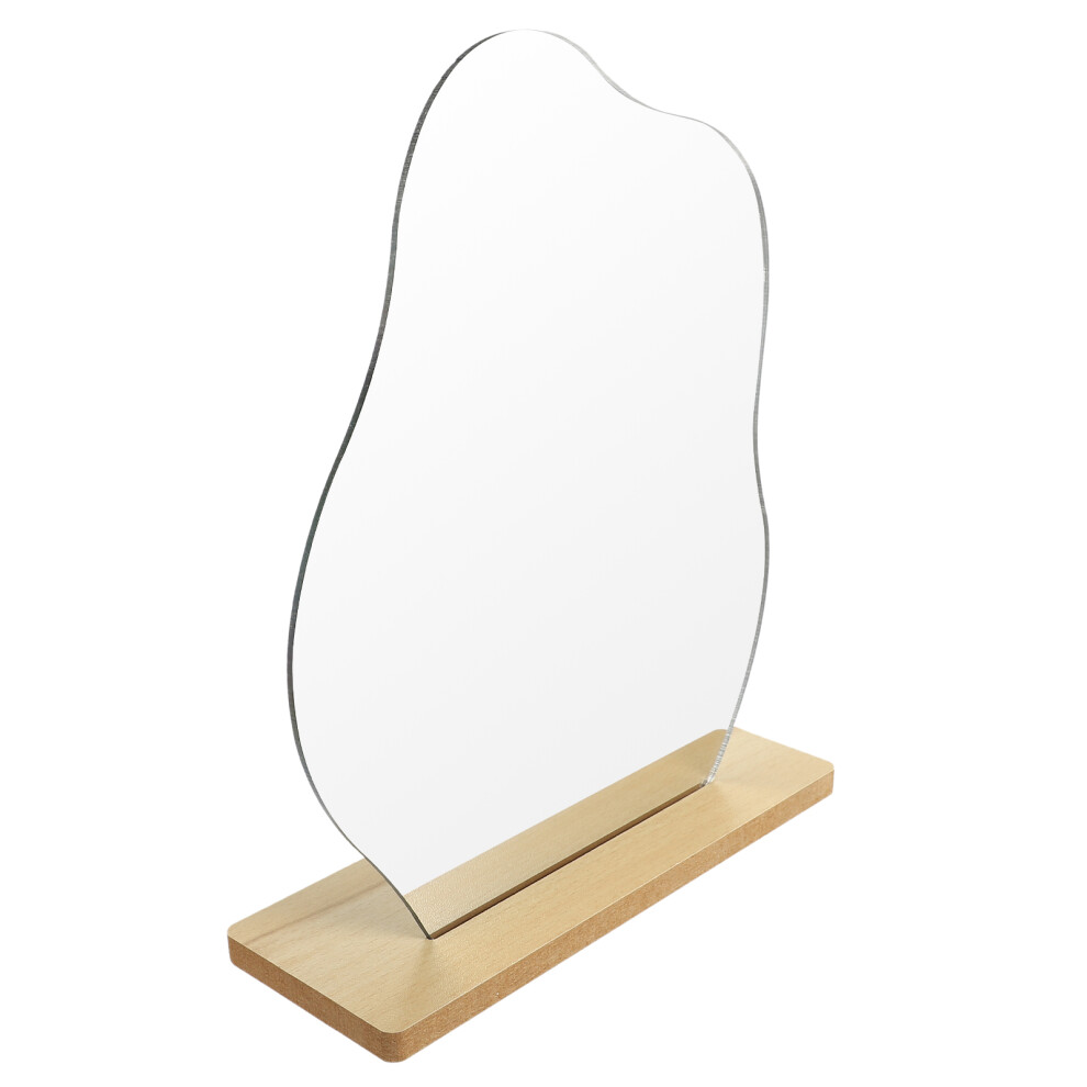 Aboofan 2Pcs Acrylic Makeup Mirror With Wooden Stand For Desk Decor