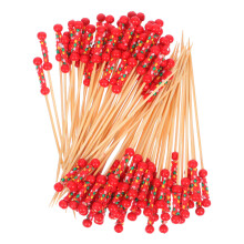 Food Picks Holz Mit Doppelten Roten Perlen Ca 100
