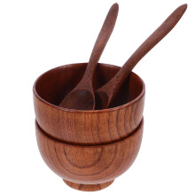 1 Set Holzschüssel Und Löffel, Schale Für Nudeln Oder Reis