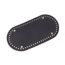 accesorio para bolso de cuero pu negro, fondo ovalado, hecho a mano