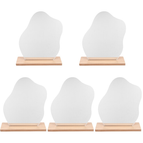 5Pcs Wooden Base Desktop Mirror Acrylic Irregular 1