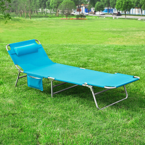 SoBuy Πτυσσόμενη Ξαπλώστρα OGS35-B Μπλε 155x56x81cm 1