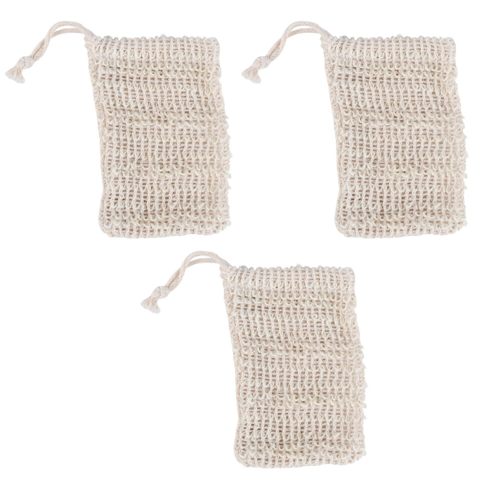 Aboofan 3 Pcs Soap Saver Bag Natural Pouch Sponge