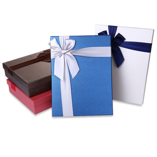 3 Pcs Paperboard Gift Box Rectangular Shirt Scarf Packing Box Grey M