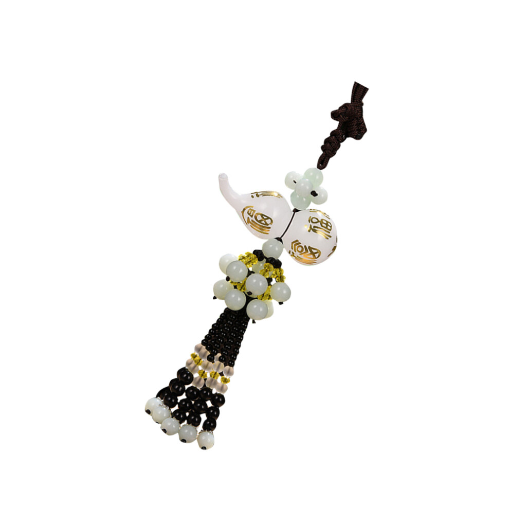 1Pc Car Pendant Gourd Rearview Mirror Hanging Ornament Luxury White 3353918977085