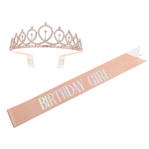 One Set Birthday Sash And Crown Practical Party Gift 2