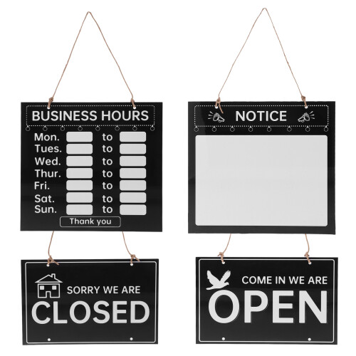 2 Sets Writable Open Closed Sign With Hours For Cafes Restaurants Shops